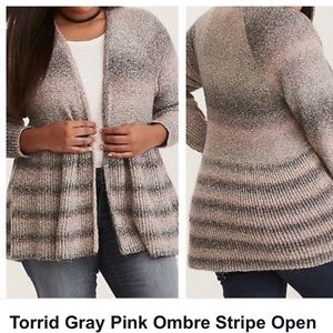 torrid Sweaters - Torrid Gray Pink Open Cardigan torrid Sweaters - Torrid Gray Pink Open Cardigan